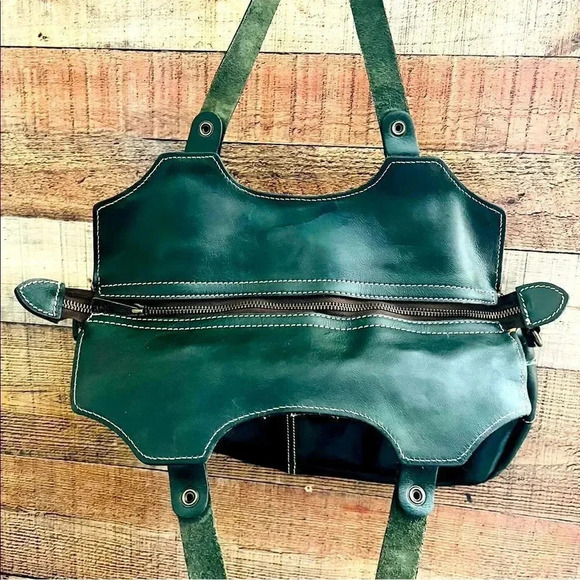 Patricia Nash Napoli Hunter Green Leather Purse - Picture 5 of 12